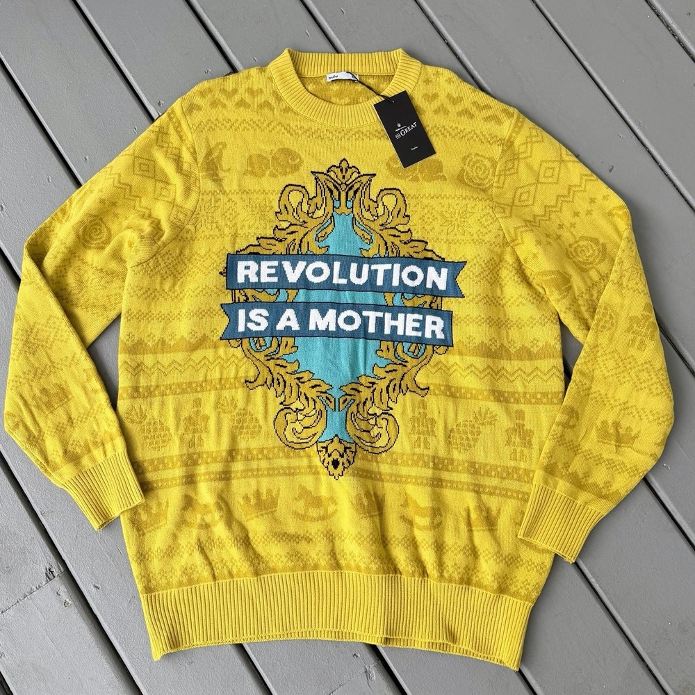 NWT HULU the‎ Great Sweater-Revolution Is A Mother Yellow Sweater Sz 2XL